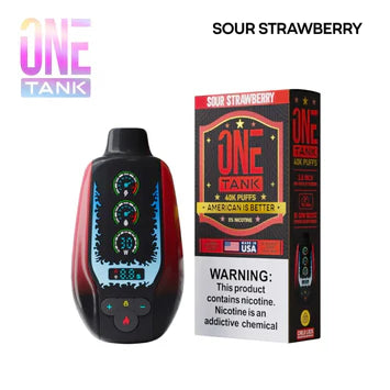 Sour Strawberry - One Tank 40K disposable vape packaging